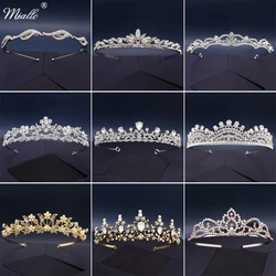 Miallo Da Sposa Accessori di Cerimonia Nuziale Corona di Strass di Cristallo Diademi e Corone per Le Donne di Colore Argento Dei Monili Dei Capelli Della Sposa Copricapo