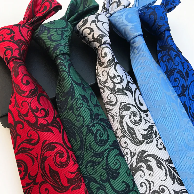 8cm Luxury Ties Gift for Men Phoenix Flower Floral Jacquard Woven Necktie Red Black Blue Green Gray Purple Formal Dress Neck Tie