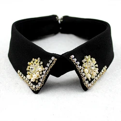 Cuello falso con cuentas para mujer, camisa de encaje, cuello extraíble, accesorios de ropa desmontables, Nep Kraagie
