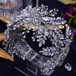 YouLaPan Woman Headband Tiara Headwear for Bridal Wedding Hair Accessories Luxury Rhinestone Women Crown Flower Headpiece HP409