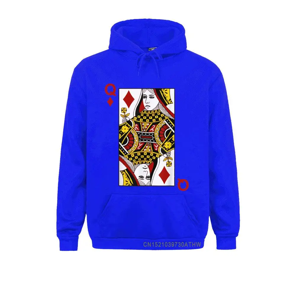 2021 Korting Heren Mannen Sweatshirts Koningin Van Diamant Blackjack Kaarten Poker 21 Q Hoodies Lange Mouw Kappen Normale