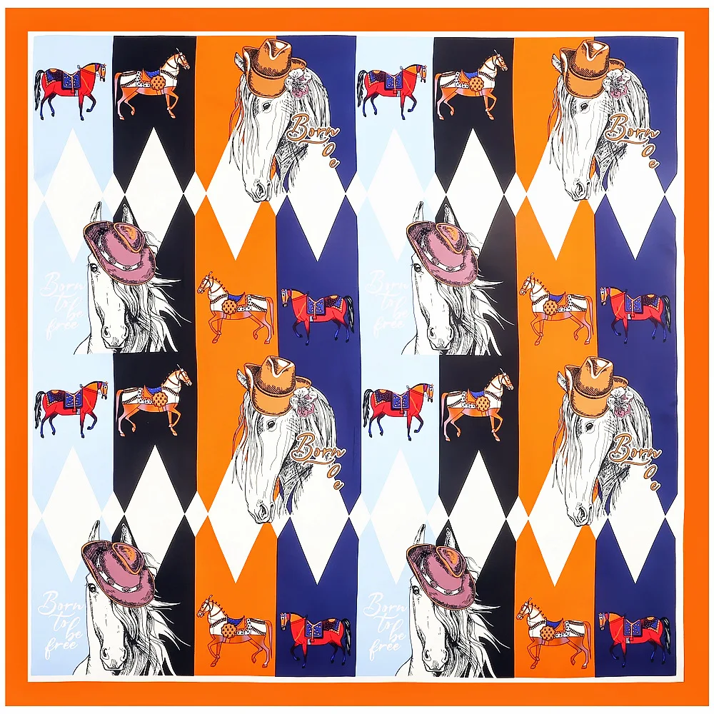 

130cm Born To Be Free Horse Bandana Fashion Design Brand Scarf 100% Silk Square Scarf Shawl Women Kerchief Scarves For Ladies