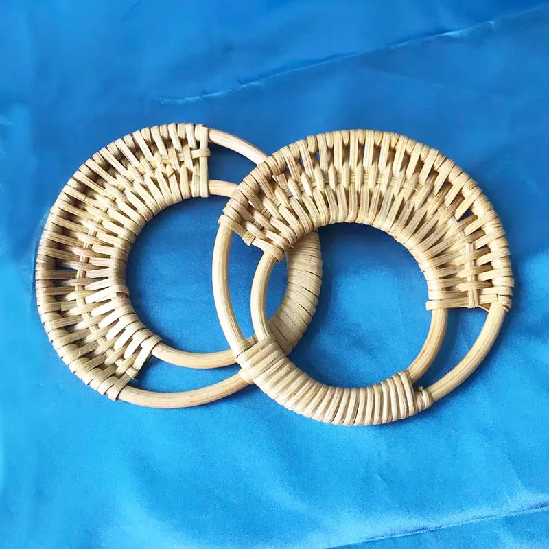 2Pcs 14.5cm 18cm Round Bamboo Wave Circle Ring for DIY Bag Handbag Handle Handmade Bamboo Handle Frames for Crafts Sewing