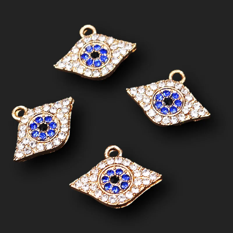 8pcs Handmade Rhinestone Glamour All Seeing Eye Pendant DIY Charm Bracelet Earrings Jewelry Crafts Making P763