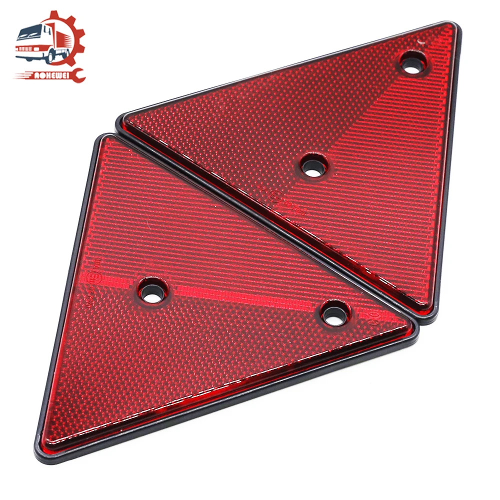 AOHEWEI 2x Red Rear Reflectors Triangle Reflective Gate Post Safety Screw Fix Car Tail for Trailer Motorcycle Caravan Truck Boat