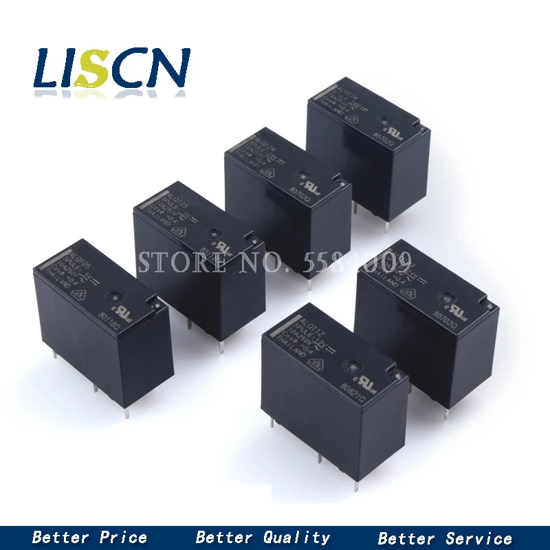 2PCS Relay ALQ105 ALQ112 ALQ124 JQ1P-5V-F JQ1P-12V-F JQ1P-24V-F 10A 5PIN Relay