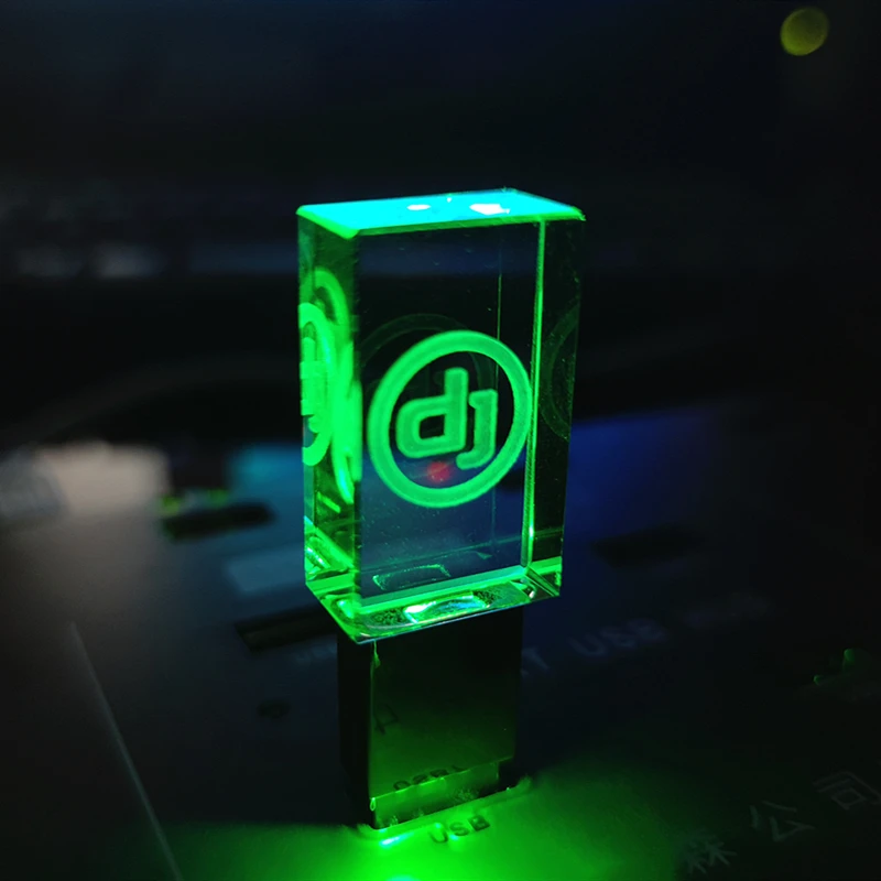 Marke Neue Bunte LED licht D J premium USB 3,0 High Speed Schreiben Lesen Gold Kristall-Stick Mit Box 16GB 32GB 64GB 128GB