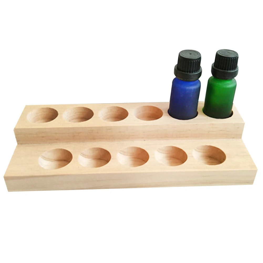 11 Compartments Essential Oil Display Stand Shelf Wooden Exquisite Rack With 11 Grooves Can Hold 15ml Bottles #W0