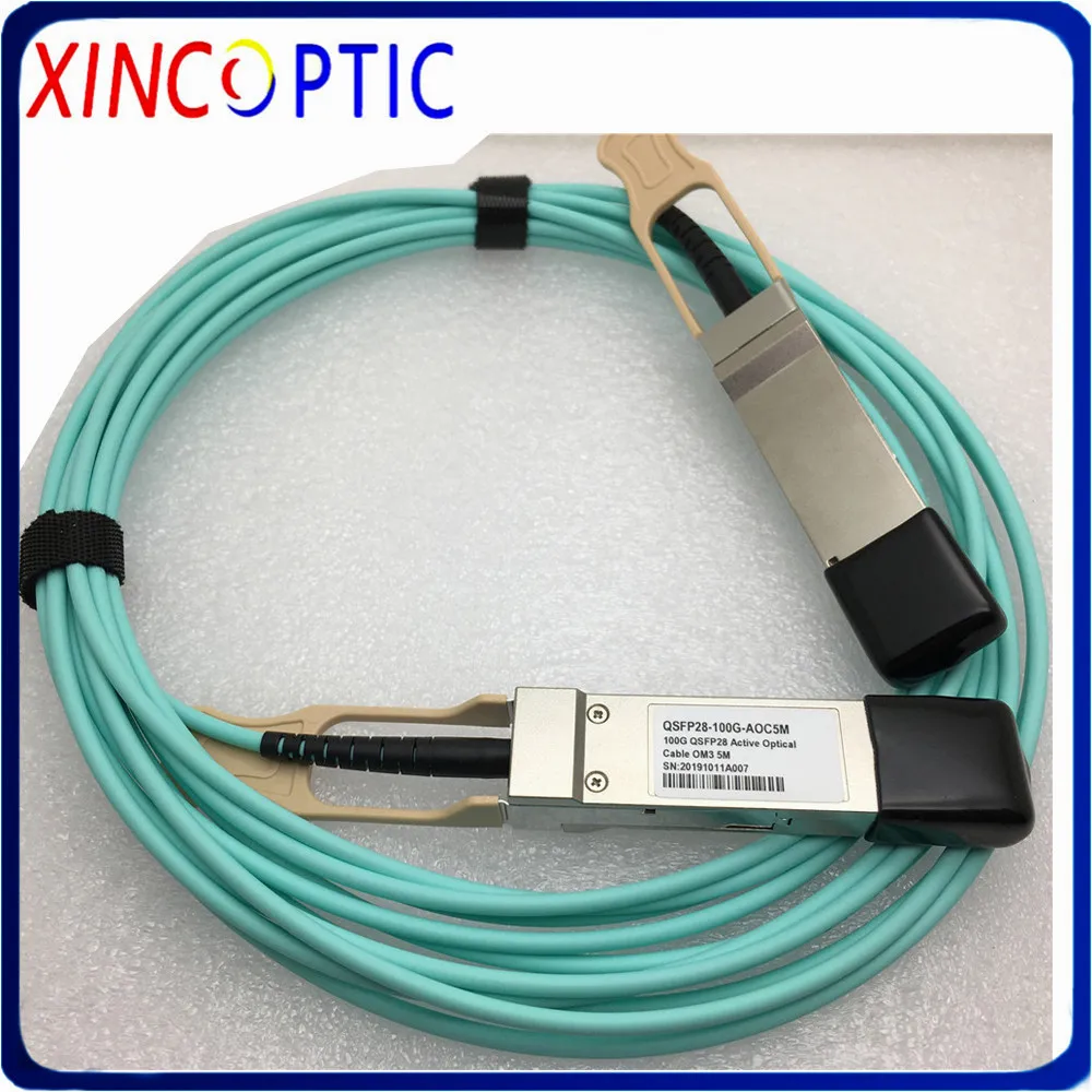 

Free Shipping 100G QSFP28 AOC 5M Cable, 100Gbps OM3 OM4 5 Meters MPO SFP Module AOC Active Optic Fiber Cable