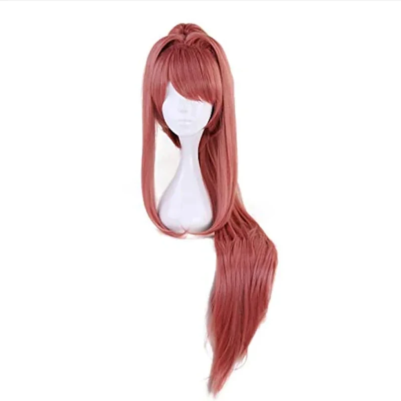 HAIRJOY Red Blonde Pink Purple Black Cosplay Wig Ponytail Long Straight Heat Resistant Synthetic Hair