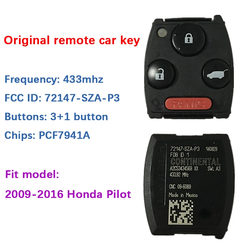 CN003115 Original 4 Button Remote key For 2009-2016 Honda Pilot With PCF7941A FCCID 72147-SZA-P3