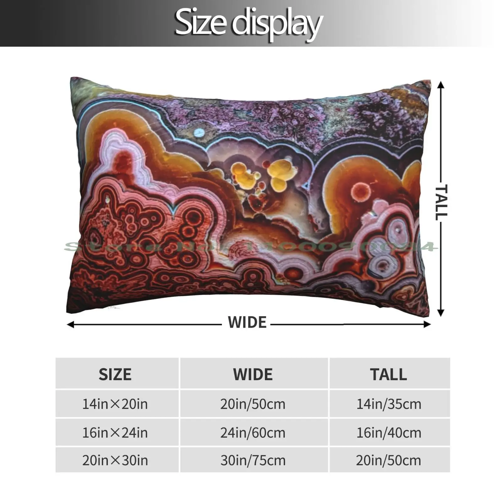 Crazy Lace Agate Pillow Case 20x30 50*75 Sofa Bedroom Close Up Gemstone Crazy Lace Macro Crystal Plume Agate Ocean Jasper