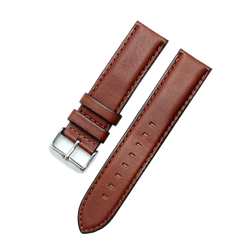 Onthelevel Genuine Cow Leather Watch Strap Handmade Retro  20 22mm Tan Khaki Brown With Quick Release Bar #D