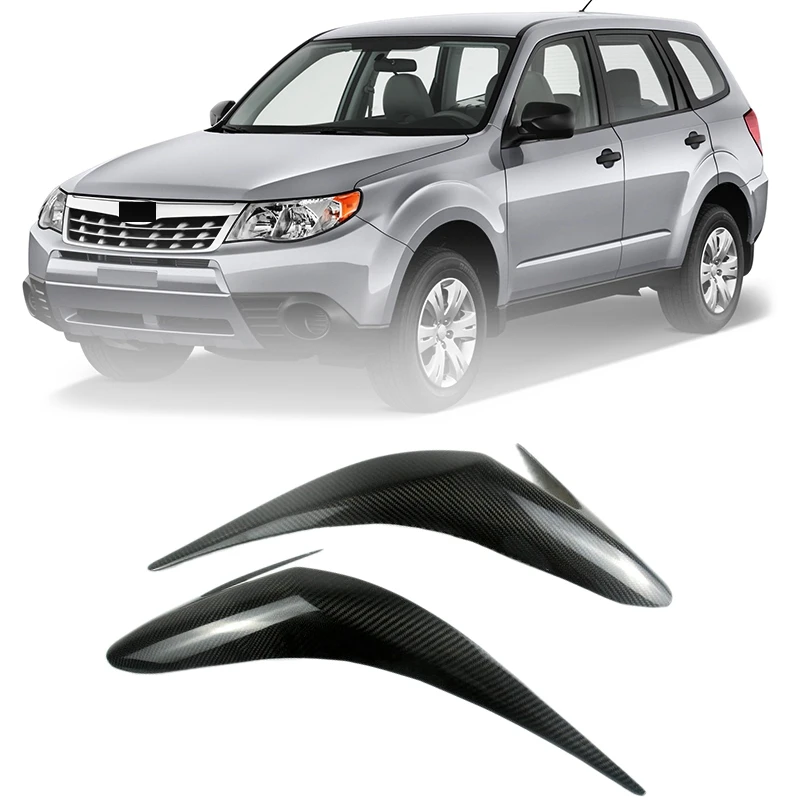 for Subaru Forester 2013-2018 Carbon Fiber Car Sticker Front Headlights Eyebrow Eyelid Trim Cover Accessories