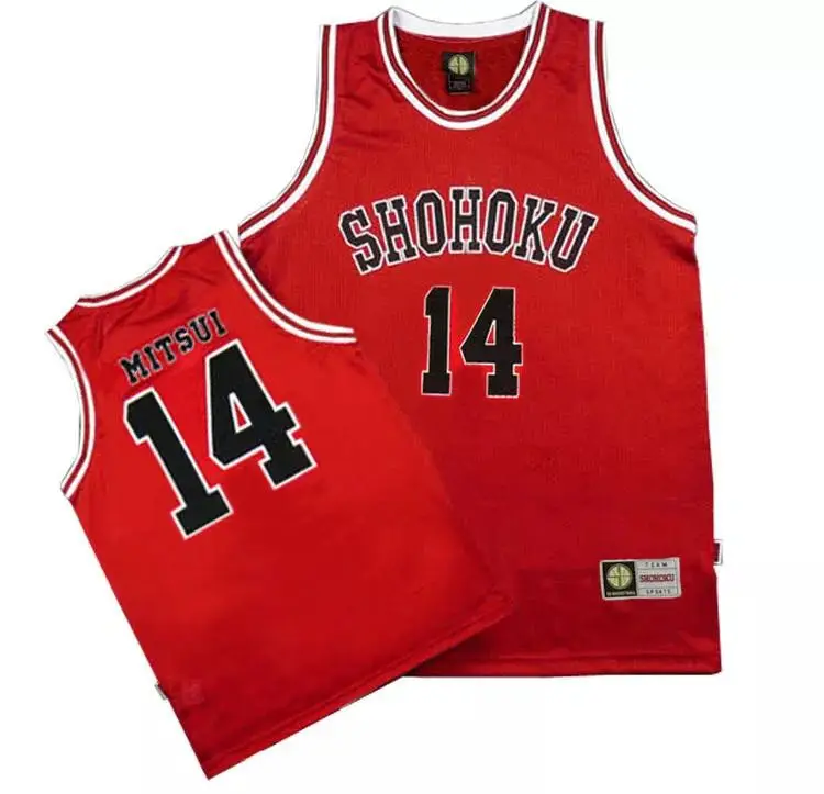 Mitsui เสื้อยืดทีมบาสเกตบอลโรงเรียน Shohoku, 1-15สแลมดังค์ชุดคอสเพลย์ผู้หญิง Sakuragi Rukawa ชุดกีฬา