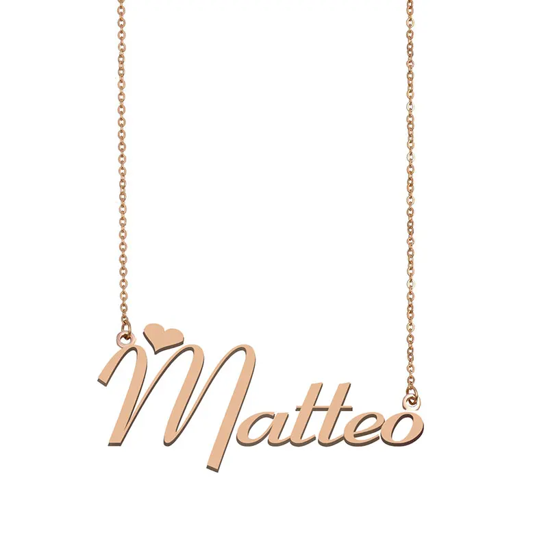 

Matteo Name Necklace Custom Nameplate Pendant Chorks for Women Girls Best Friends Birthday Wedding Christmas Mother Days Gift