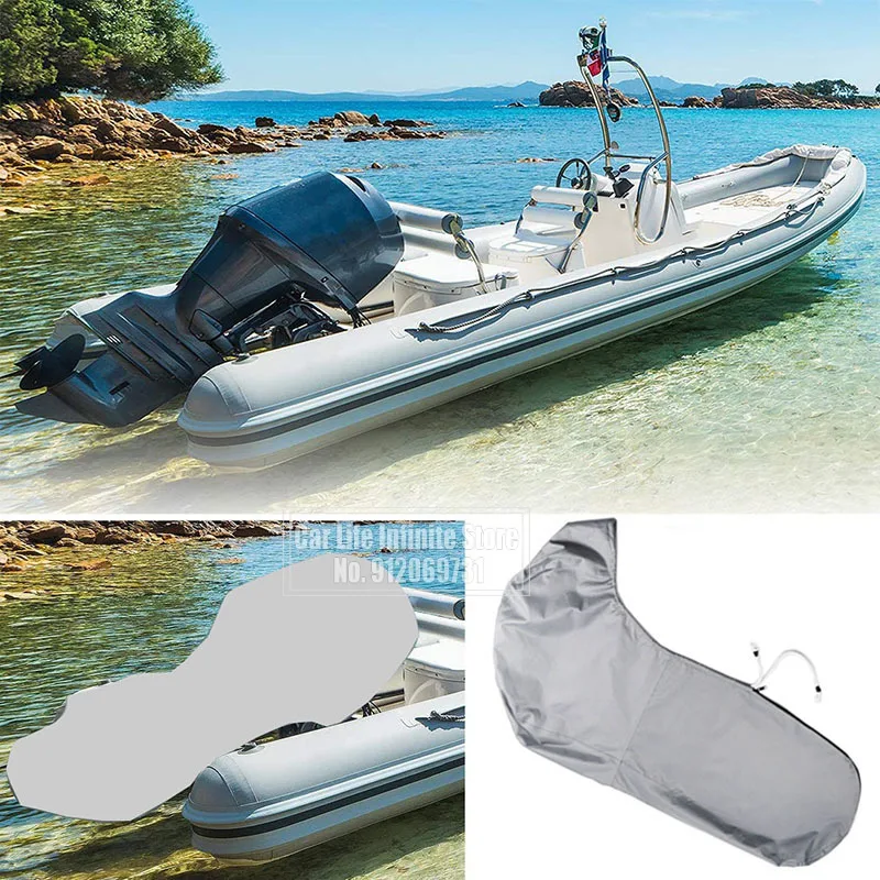 420D 6-225HP Boat Full Outboard Engine Cover Protection Waterproof Sunshade Dust-proof For 6-225HP Motor Grey