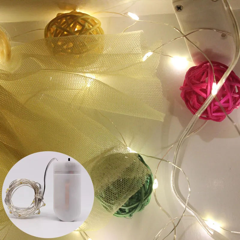 Fairy Light String alimentato a batteria USB impermeabile 2 M/5M 10 metri 100 LED String 33FT Silver Line Firefly Holiday Light Strip