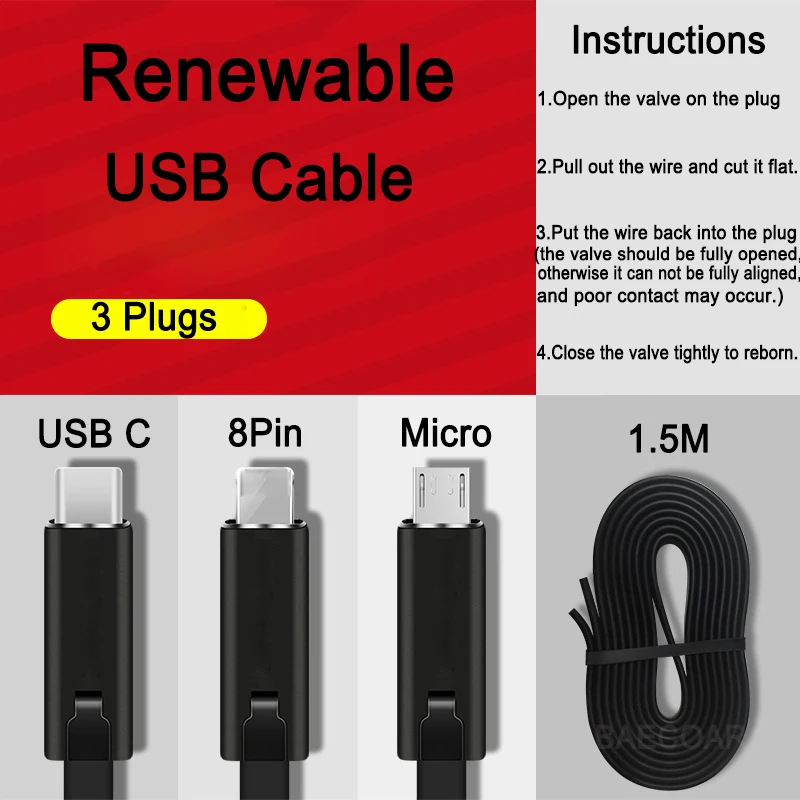 USB Type C Cable Renewable Micro USB Cable Smart Phone Charger Cord Tipo C Cables for Xiaomi Redmi Note 10 9 8 Pro Samsung A51