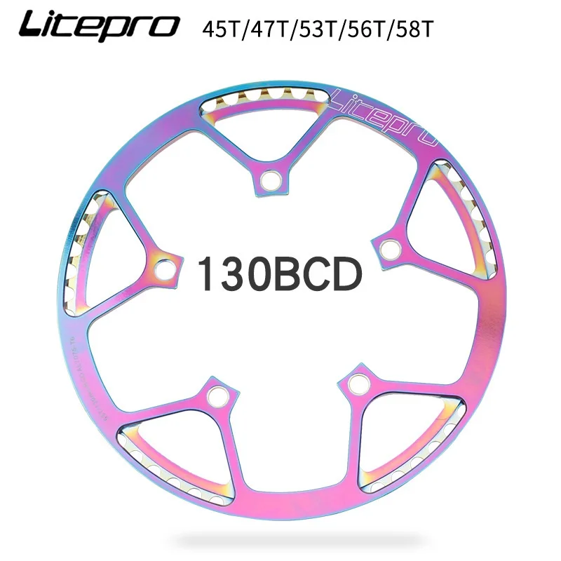 Colorful Folding Bike Chainring 130 BCD 45/47/53/56/58T Rainbow BMX Chainring Chainwheel Bicycle Single Speed Crankset Tooth