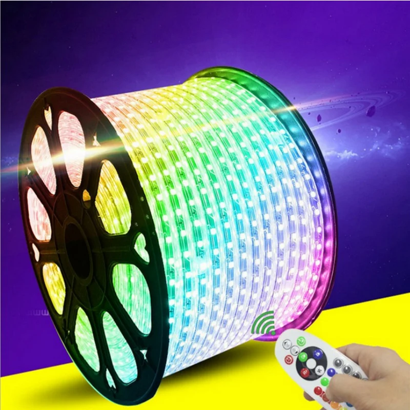 

50 Meter Waterproof 110V 220V 5050 Smd Led Flexible Neon Strip Warm White Lights Light Rgb Controller Ribion 60leds/m