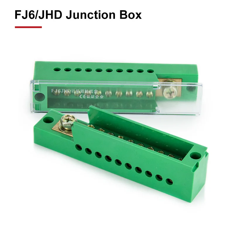 FJ6/JHD Junction Box Unipolar Splitter 1-IN Multiple-OUT Metering Wire Connector Single-Phase Terminal Block Distribution Box