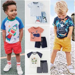 2T~7T Baby Boys Clothing Sets Quality 100% Cotton Toddler Kids Clothes Short Sleeve Baby Boy Clothes Sets Children Suits Outwear