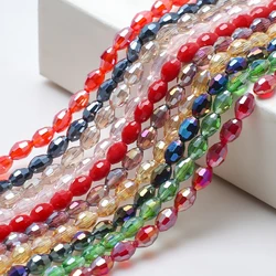 70pcs/lot Czech Glass Faceted Rice Beads DIY 6x8mm AB Crystal Oval Shape For Women Jewelry Making Crafts Accessories Wholesale