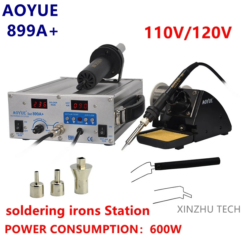 

Aoyue 899A+ Hot Air SMD Rework Station PCB IC Solder Repair Tools BGA Desoldering Electric Rework Soldering Station 110V/220V