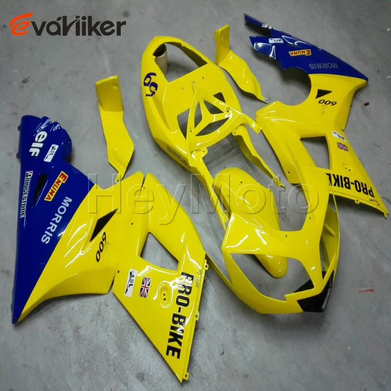 

motorcycle fairing for 600 2003 2004 2005 2006 650 2003 2004 2005 yellow ABS plastic motor panels kit H2