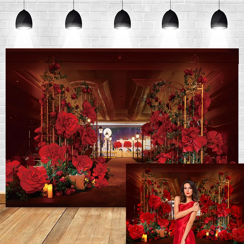 Mocsicka – arrière-plan de Photo de mariage, pétales de Rose rouge, décoration de mariage, bannière de photographie personnalisée