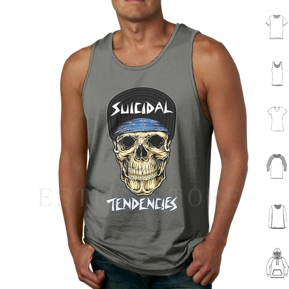 Suicidal Tendencies-Skull Tank Tops Vest Sleeveless Suicidal Tendencies Institutionalized Punk Latino Possessed To Skate Los