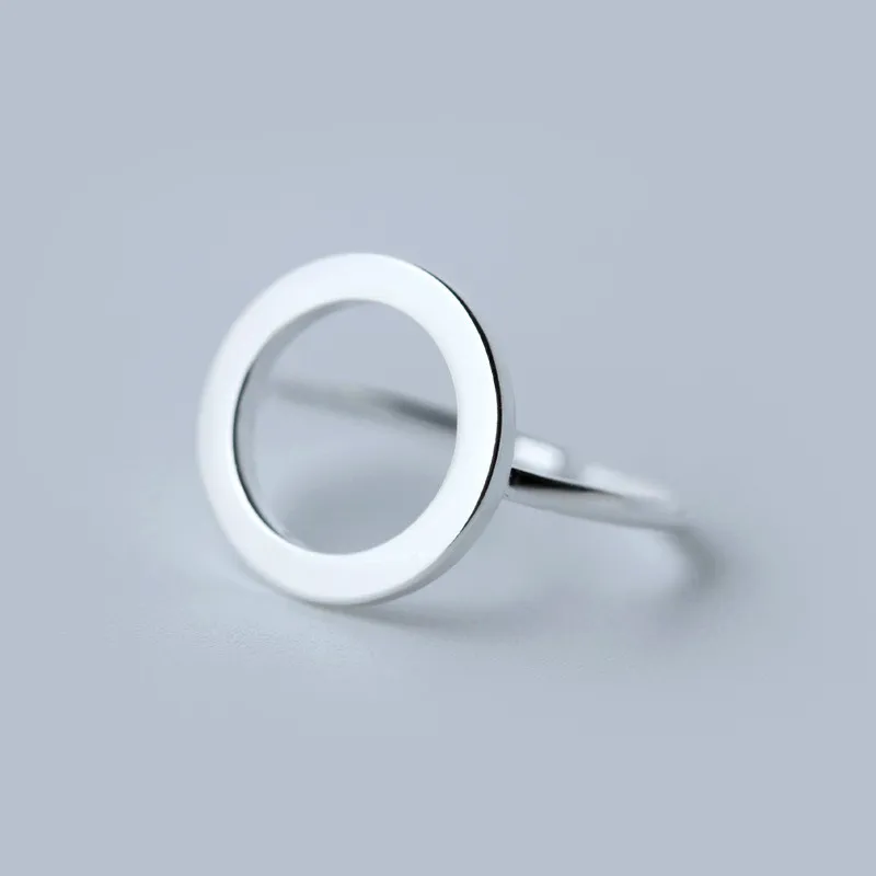 Echt 925 Sterling Silber Geometrische Hohle Runde Einstellbare Ring Minimalist Feine Schmuck Für Frauen Party Punk Zubehör