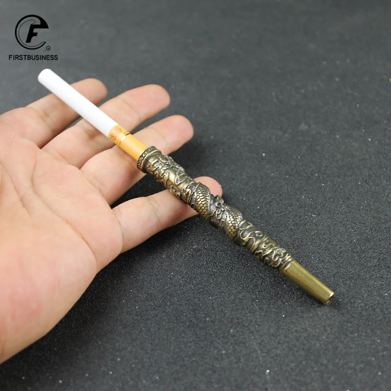 New Copper Dragon Smoke Pipes Cigarette Pipe Tobacco Brass Retro Smoking Pipe Mouthpiece Cigarette Holder Husband Father's Gift