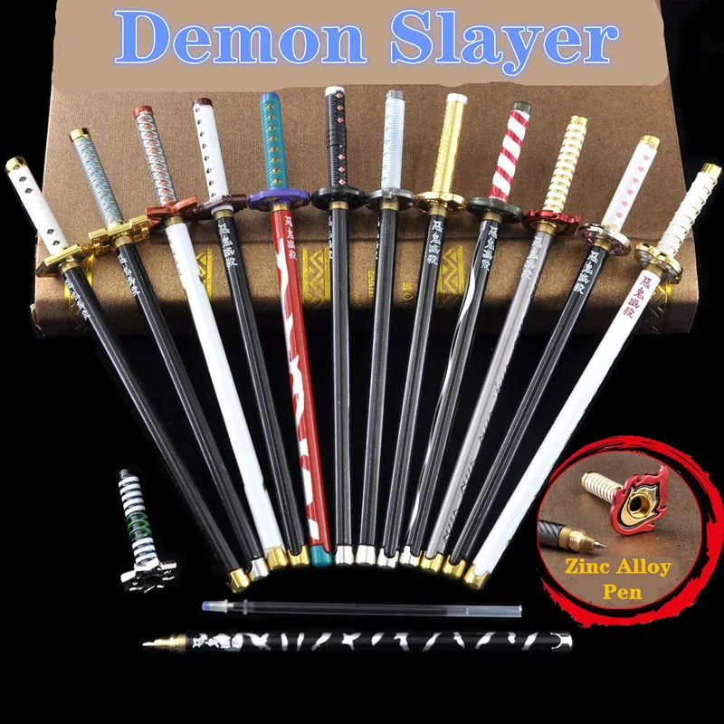 17 Styles Japan Demon Model Gel Pen 0.5mm Black Refill Cosplay Prop Kid Student Gift kimetsu no yaiba Weapon Sword