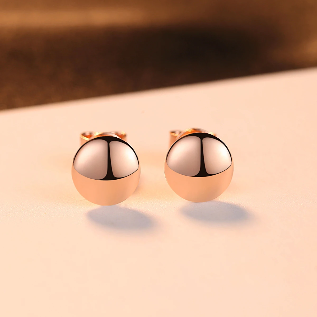 PAG&MAG Brand Bead Ball Stud Earrings 925 Sterling Silver Round Rose Gold Earrings For Women Bijoux Femme Jewelry Gift SE0083