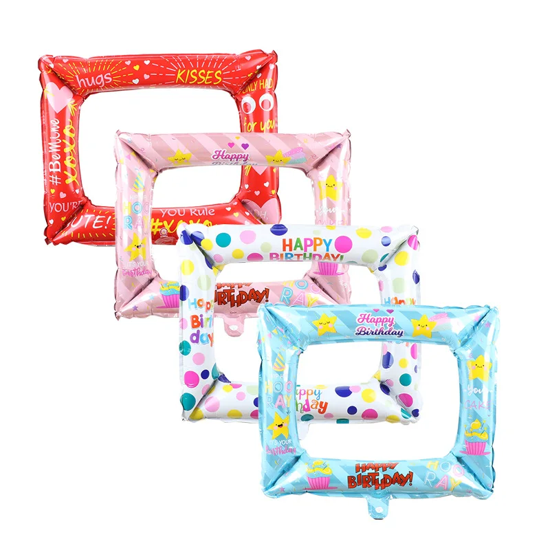 1pc photo frame aluminum film balloon birthday birthday photo prop balloons baby baptism party decoration  Polka dot ball