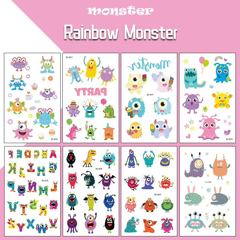 Waterproof Children Stickers Little Monster Atmosphere Funny Children Fun Cartoon Tattoo Stickers Dress Up Face Stickers