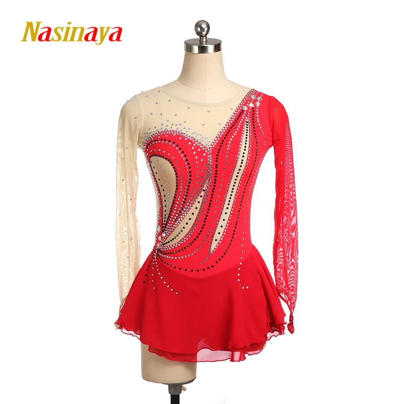 

Nasinaya Figure Skating Competition Training Dress Customized Women's Children's Rhythmic Gymnastics Red Performance Clothing