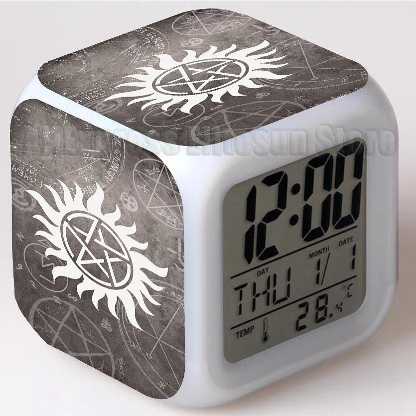 Supernatural LED Alarm Clock Dean Winchester Clocks Reloj Despertador Digital Watch 7 Color Flash Reveil Toys