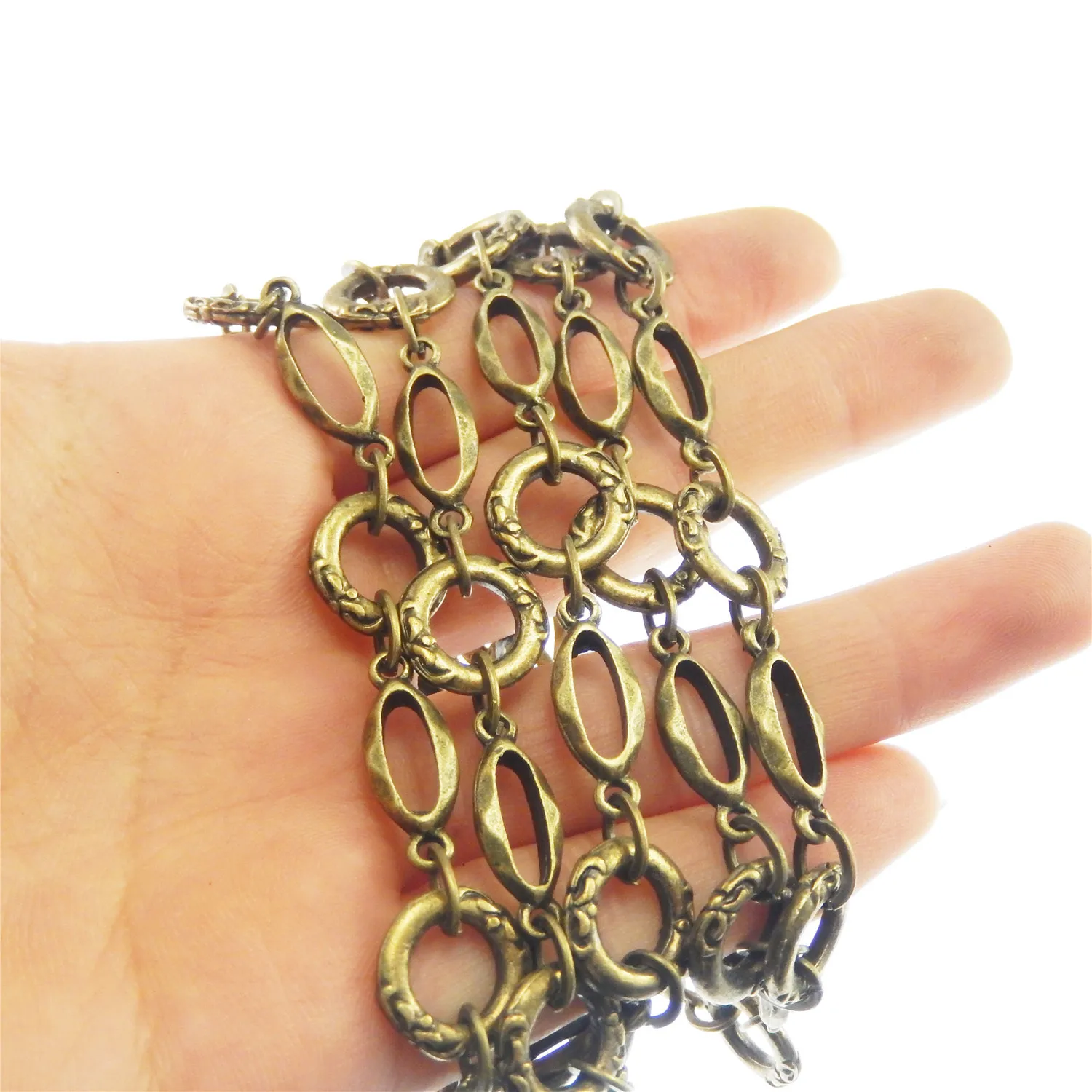 1 Meter Bohemia Punk Antique Bronze Silver Color Chains For Bracelet Handmade Tone Jewelry Necklace  Women Vintage DIY