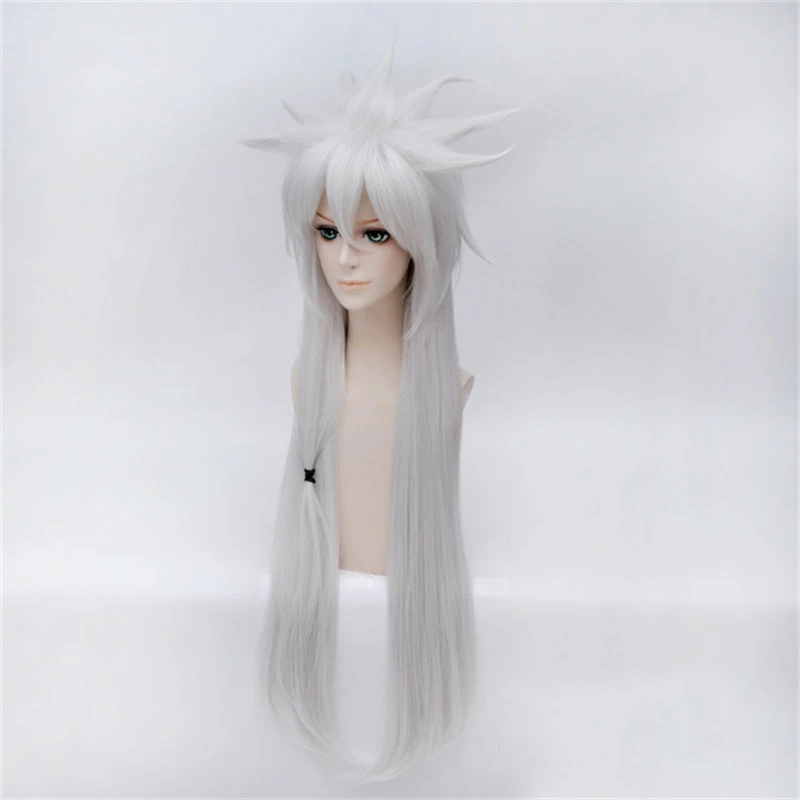 Perruque de Cosplay Anime Jiraiya avec Bonnet, Long, Silver, Heat Degré, Synatale tic Hair, Halloween Party, Costume