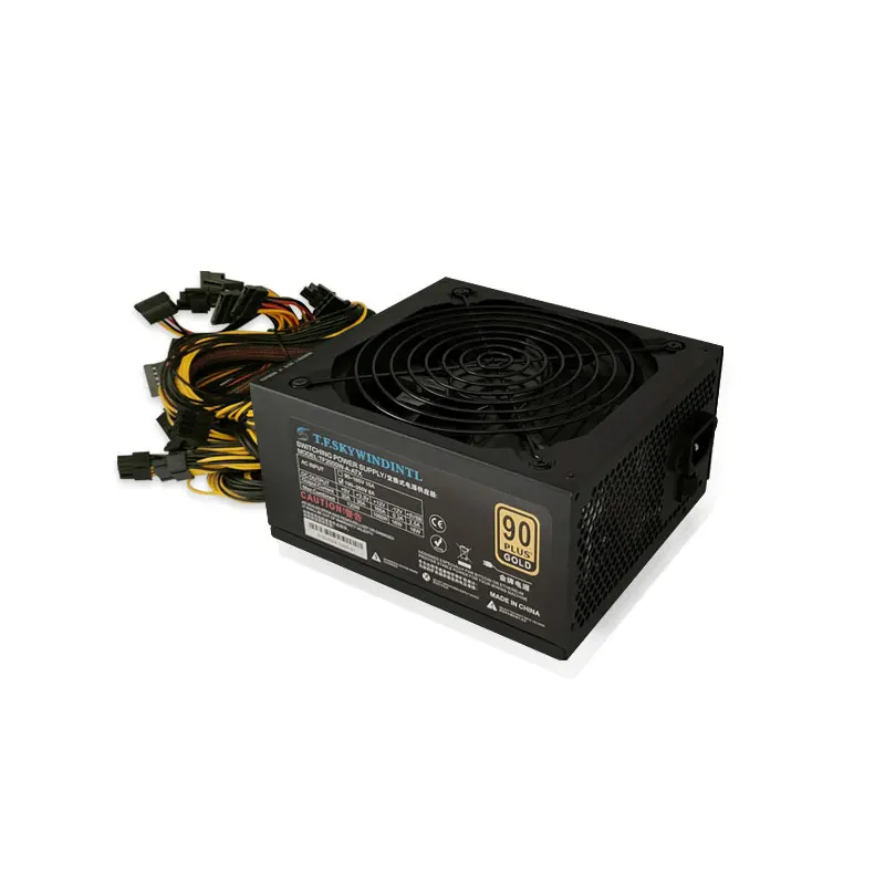 Fuente de alimentación para minería de monedas, suministro de energía para PC, compatible con 8 tarjetas de visualización, GPU 2000 de eficiencia, TF 95% W ATX 12V ETH