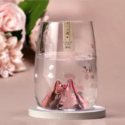 280Ml Cherry Blossoms Glass Cup Japanese Crystal Glass Whiskey Vodka Bar Club Beer Glass Home Coffee Cups Party Bar Drinkware
