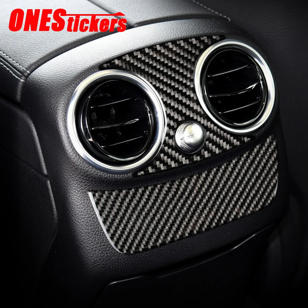 Car Accessories Rear Armrest Air Conditioning Outlet Trim Cover Soft Carbon Fiber For Mercedes Benz E C GLC Class W213 W205 X253