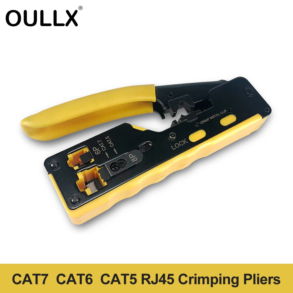 OULLX Cat7 RJ45 Crimper Hand Network Tools Pliers RJ12 Cat5 Cat6 8P8C Cable Stripper Pressing Clamp Tongs Clip Multi Function