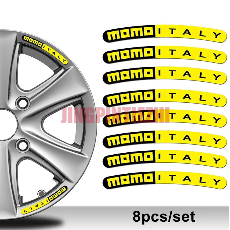 

Car Stickers Vinyl Motorcycle Decal Car Window Body Decorative 8Pcs for Momo Italy Rim Sticker Wheel Stripes Set Emblem