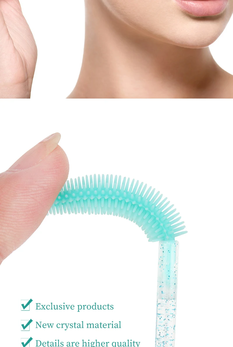 50 Stück Silikon Kristall Mascara Wands Applikator Einweg Diamant Wimpern Pinsel Kamm für Frauen Schönheit Make-up Pinsel Werkzeuge – Detail 5