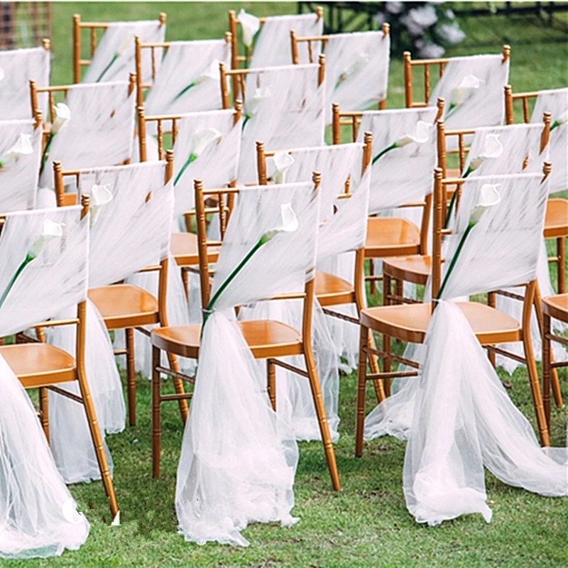 IMUWEN 10PCS Chair Ribbon Chair Back Streamers For Wedding Party Banquet Decor Wedding  Decoration