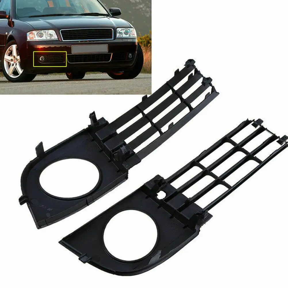 L/R Fog Lamp Grill Grille Replacement without Baffle 4B0807681T 4B0807682T for Audi A6 C5 03-05 Light Grill Bumper